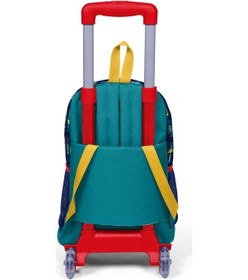 Resim Coral High Kids Lacivert Civit Robot Desenli Üç Bölmeli Işıklı Tekerli Sırt Çantası 23380 