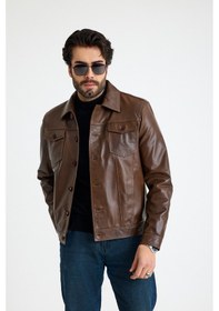 Resim Franko Armondi Jean Model Reguler Erkek Deri Ceket E24-k-899-y Fındık 