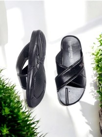 Resim Gezer Erkek Çapraz Yumuşak Taban Ev Terliği Siyah 