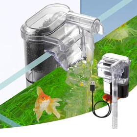 Resim Sessiz USB Akvaryum Filtresi ve Su Pompası - Ayarlanabilir Akışlı, Akvaryum Şelalesi ve Oksijenasyon, Sızıntı Önleme ve Emme, Küçük Akvaryumlara İdeal, Küçük Akvaryum Aksesuarı | Modern Estetik | Ayarlanabilir Akışlı Pompası, Akvaryum Pompası, Pil Olmadan 