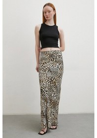 Resim Never More Leopar Desenli Verev Etek Ekru Ekru 