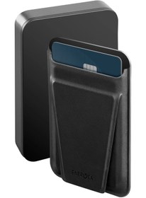 Resim Energea MagWallet Card 10K 10.000 mAh 20W Type-C ve 15W Kablosuz Şarj Çıkışlı Ekstra Stant Özellikli Magsafe Kartlıklı PD Hızlı Şarj Magsafe Powerbank - Koyu Gri 