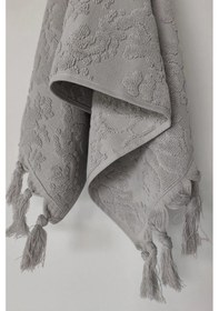 Resim Gri Renk Otantik Saçaklı El Havlusu 50x85 Cm - %100 Pamuk - Yumuşak Ve Su Emici Grı Gri 