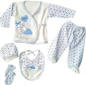 Resim Hece Bebe Tavşan Nakışlı 5 Parça Yenidoğan Hastane Çıkışı 