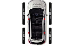 Resim Karbon Kapı Koruma Infiniti Q60 Kapı Eşiği Siyah Beyaz Q60 Yazılı Dekoratif 4 Parça Set 