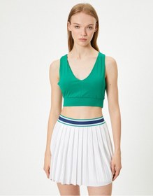 Resim Koton Sporcu Sütyeni Çapraz Askılı V Yaka Kaplı Slim Fit Yeşil 4sak30219nk Koyu Yeşil KOYU YEŞİL 