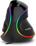 Resim DeLUX M618Plus RGB Ergonomik fare, 6 düğmeli büyük kablolu RGB dikey fare, çıkarılabilir bilek desteği, 4000 dpi ve entegre yazılım, manuel çabayı azaltır 