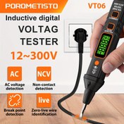 Resim POROMETISTO VT06 İndüktif Voltaj Test Cihazı 12-300V, Akıllı Alarmlı Temas Yok AC Dedektörü, Canlı/Sıfır Tel Tanıma, Kesme Noktası Tespiti, Çıkarılabilir Tornavida Ucu & El Feneri - Güvenli Elektriksel Teşhis için Dijital Ekran (Pil Dahil Değildir), Voltaj Test Kalemi, Ergonomik Tasarım, Ergonomik Tutma Sapı 