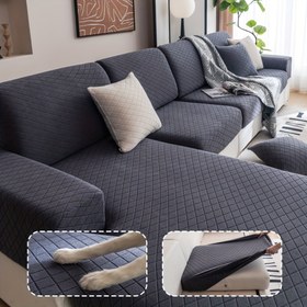 Resim 1 adet Klasik Kontrollü Yumuşak Kumaş Koltuk Örtüsü - Emici, Makinede Yıkanabilir, Elastik Bant Kapama, Boyanabilir İplik Malzeme, Tek Kişiden Çoklu Koltuklar İçin Mükemmel, Bölümlü Koltuk Örtüsü|Klasik Kontrollü Tasarım|Elastik Kapama 