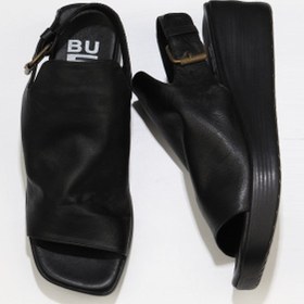 Resim Bueno Shoes Siyah Deri Kadın Dolgu Topuklu Sandalet 01ws5909 