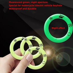 Resim 4/12 adet parlak PVC anahtarlık, yansıtıcı kilit deliği çıkartması, floresan anahtar yer belirleyici ve elektrikli arabalar ve motosikletler için uygun gece görüşü anahtarlık aksesuarları 