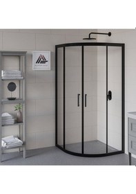 Resim Vesta D300 Oval Duşakabin Siyah Profil Şeffaf Cam H: 190 Cm Diğer 