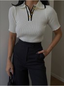 Resim De Pose Kadın Polo Yaka Kısa Kollu Premium Trend T-shirt 