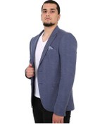 Resim Sposo 5134 Dar Kalıp Örme Kumaş İndigo Erkek Blazer Ceket İndigo 