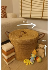 Resim Mavaux Armonia Deri Saplı Kapaklı Kirli Çamaşır Sepeti Düzenleme Sepeti Oyuncak Sepeti Hasır 