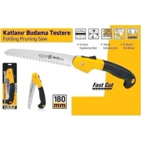 Resim Katlanır Budama Testeresi 180 Mm, Yüksek Karbonlu Çelikten Imal Edilmiş, Taşlanmış Krom Kaplı Yüzey 