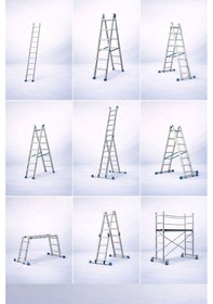 Resim Ege Akrobat 3 Sürgülü 2 Metre 3x6 Basamak Alüminyum Merdiven Teleskopik Profesyonel Kullanım 