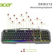 Resim Binbir Göz Bilgisayar Acer OKW213 Gri Rgb Rainbow Backlit Gaming Keyboard Rainbow (Kablo Uzunluğu 1,5mt) 