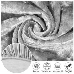 Resim StarMall Kadife Kumaş Oval Sandalye Kılıfı,sandalye Örtüsü 1 Adet Gri 