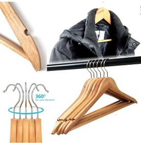 Resim Doğal Ahşap Elbise Askısı 18 Adet Natural Askı 44,5cm DE042 
