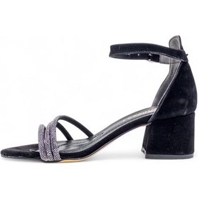 Resim Berk Taşlı Alçak Topuklu Abiye Süet Siyah 