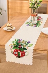 Resim RealHomes Şirin Çaydanlık Vazo Tasarımlı Dijital Baskılı Modern Runner 