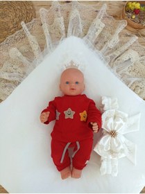 Resim Tomuycuk Bebe Sahra Stars Taçlı Erkek / Kız Bebek Unisex Kundak Ekru 