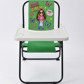 Resim Exent Kids 2-6 Yaş, Katlanır Portatif Mama Sandalyesi, Tak-Çıkar Masa ile-Cool Girl-YEŞİL 