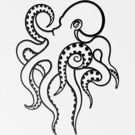 Resim BONPERLA Karmaşık Metal Ahtapot Duvar Sanatı - Sahil Evi, Banyo, Oturma Odası için Kabile Okyanusu Deniz Dekoru - Eşsiz Denizcilik Siyah Metal Heykel (60 cm x 45 cm) 