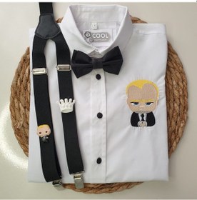 Resim Coolpartyshop Erkek Çocuk Askı Papyon Gömlek Mavi 