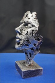 Resim Özel Tasarım Dekoratif Yüz Heykel Biblo Ev Dekor & Hediyelik Aksesuar 25 Cm Gümüş 