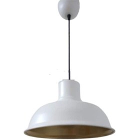 Resim Rys Retro Metal Beyaz Içi Gold Dekoratif Kafe Mutfak Tekli Sarkıt (536632835) 