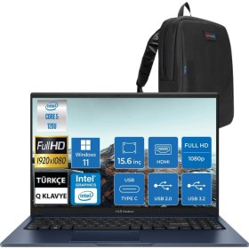 Resim Asus Vivobook 15 X1504VA Intel Core 5 16GB Ram 512GB SSD WINDOWS11 Pro Fullhd 15.6" Taşınabilir Bilgisayar & Cimete Çanta 