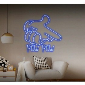 Resim Twins Led Pew Pew Yazılı Ve Şekilli Neon Tabela Mavi Model:model:65173366 Mavi 
