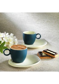 Resim Schafer Aurora 2 Kişilik Kahve Fincan Seti 4 Parça-lacivert/bej Lacivert 