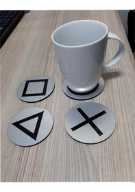 Resim Playstation Bardak Altlığı - Pleksi Gümüş - Siyah 