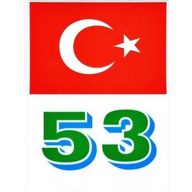 Resim Türkiye Bayraklı Rize 53 Plaka Kodu Ön Cam Sticker 