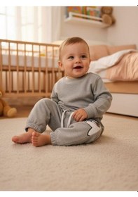 Resim Zekids Bebek Ayıcık Desenli Eşofman Alt-16391 Gri 