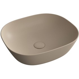 Resim VitrA Plural 7810b474-0016 Kare Alçak Çanak Lavabo, Clean, 45 Cm, Mat Kil Beji 