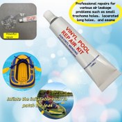 Resim 15ml PVC Tamir Yapıştırıcı + 6 Adet Bant, Hızlı Kuruyan Güçlü Su Geçirmez Tutkal, Şişme Yataklar, Koltuklar, Tekneler, Kanolar, Plaj Topu Balonları, Pilates Matları, Havuz Simitleri, Çadır ve Aperlik Bağlama ile Onarım için 