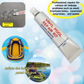 Resim 15ml PVC Tamir Yapıştırıcı + 6 Adet Bant, Hızlı Kuruyan Güçlü Su Geçirmez Tutkal, Şişme Yataklar, Koltuklar, Tekneler, Kanolar, Plaj Topu Balonları, Pilates Matları, Havuz Simitleri, Çadır ve Aperlik Bağlama ile Onarım için 