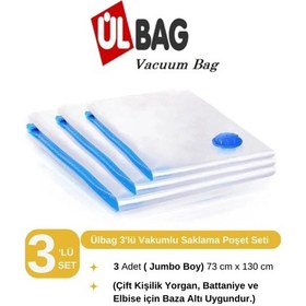 Resim 3 Adet 73cm X 130 Cm Vakumlu Poşet- Vakumlu Hurç - Vakumlu Poşet Seti Şeffaf 