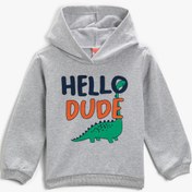 Resim Erkek Bebek Hello Dude Baskılı Kapüşonlu Sweatshirt 