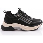 Resim Dgn 30164 Kadin Bağcikli Fermuarli Spor Ayakkabi 30164-2027-R7704 Platin - Siyah 