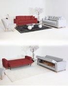 Resim Velura Home & Living Nola Koltuk Takımı 3+3+1+1 & Bazalı Yataklı Koltuk & Kanepe - Keten 