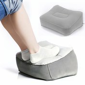 Resim Gri Kadife Şişme Seyahat Ayak Yastığı, Rahatlatıcı Tabanlık Minderi, PVC İnsan Eğlencesi Taşınabilir Ayak Pedleri, Ev, Dış Mekan ve Ofis için Uygun, Taban Yorgunluğunun Giderilmesi 