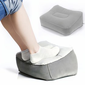 Resim Gri Kadife Şişme Seyahat Ayak Yastığı, Rahatlatıcı Tabanlık Minderi, PVC İnsan Eğlencesi Taşınabilir Ayak Pedleri, Ev, Dış Mekan ve Ofis için Uygun, Taban Yorgunluğunun Giderilmesi 
