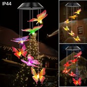 Resim Güneş Enerjili Renk Değiştiren Kelebek Rüzgar Çanı Işıkları - Bahçe, Patio, Veranda için Canlı LED Dış Dekorasyon - Kadınlar, Anneler Günü, Doğum Günleri için Mükemmel Hediye, Güneş Enerjili Dış Dekorasyonlar, Patio Dekorasyonu, Canlı Aydınlatma, Güneş Enerjili, Dayanıklı Plastik 