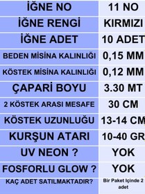 Resim Ea genset İstavrit Çapari 15x12 11 No 10 Kırmızı İğneli 2li Paket 