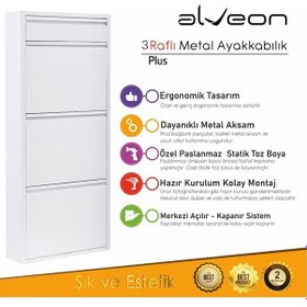 Resim Alv-1003 Plus Alveon Metal Ayakkabılık Beyaz 